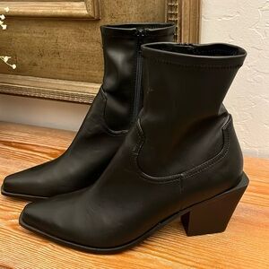 🆕 Steve Madden Faux Leather Black Alecia Western Booties - Size 11